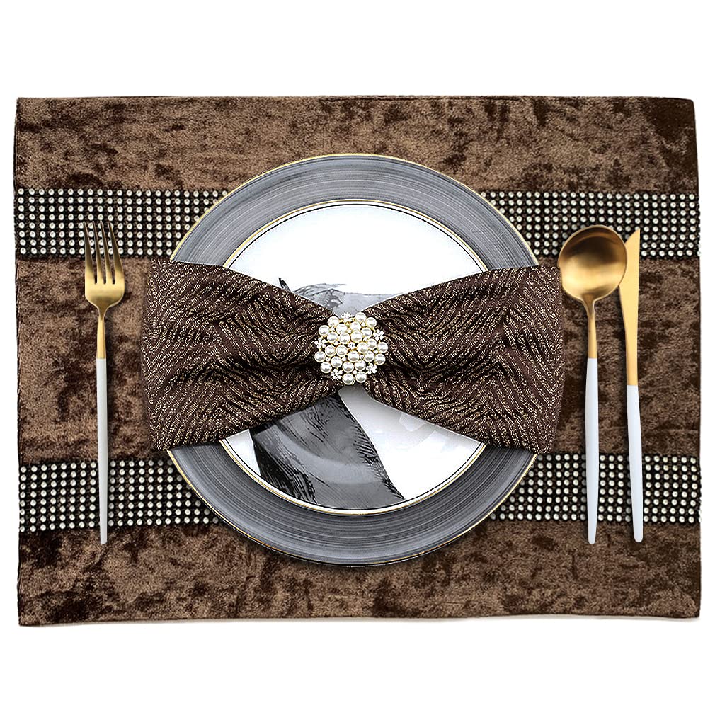 Jiino 4-Pack Brown Placemats Set - Waterproof & Heat-Resistant Table Mats for Dining, Kitchen, Restaurant - Perfect for Indoor & Outdoor Use, Parties, Picnics, and Daily Meals