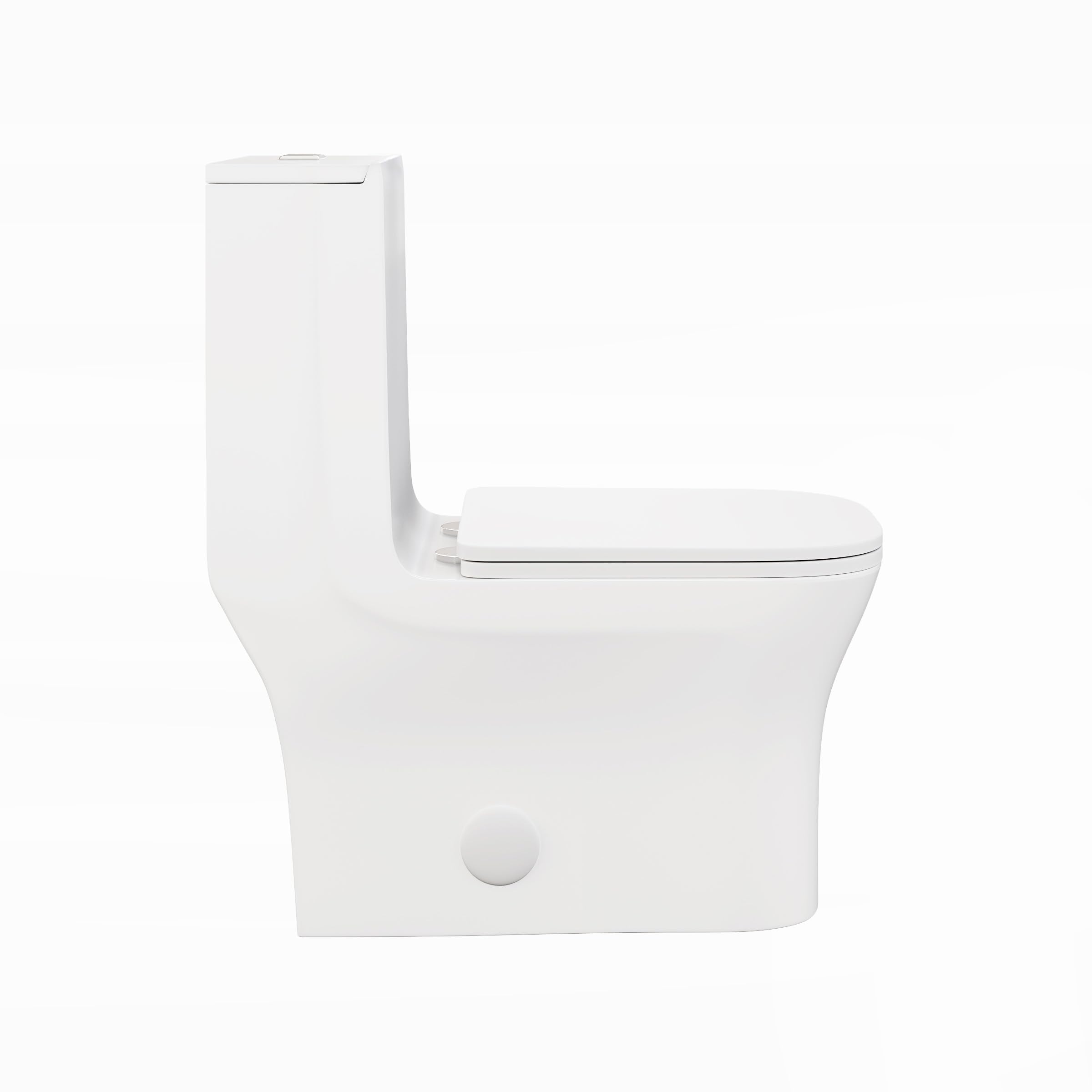 Concorde One Piece Square Toilet with Dual Flush 1.1/1.6 GPF - Modern Matte White Design for Bathroom & Powder Room Installation