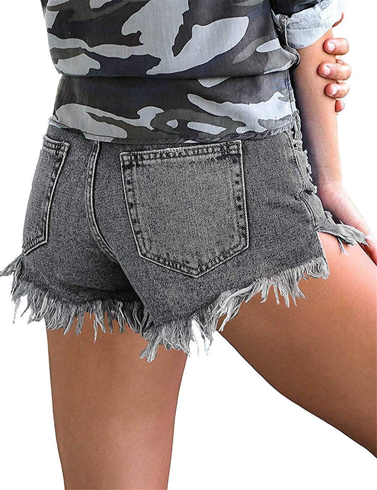 MODARANI Women's Ripped Distressed Denim Shorts - High Waisted Cut Off Jean Shorts for Summer | Perfect for Beach, Music Festivals & Casual Outfits