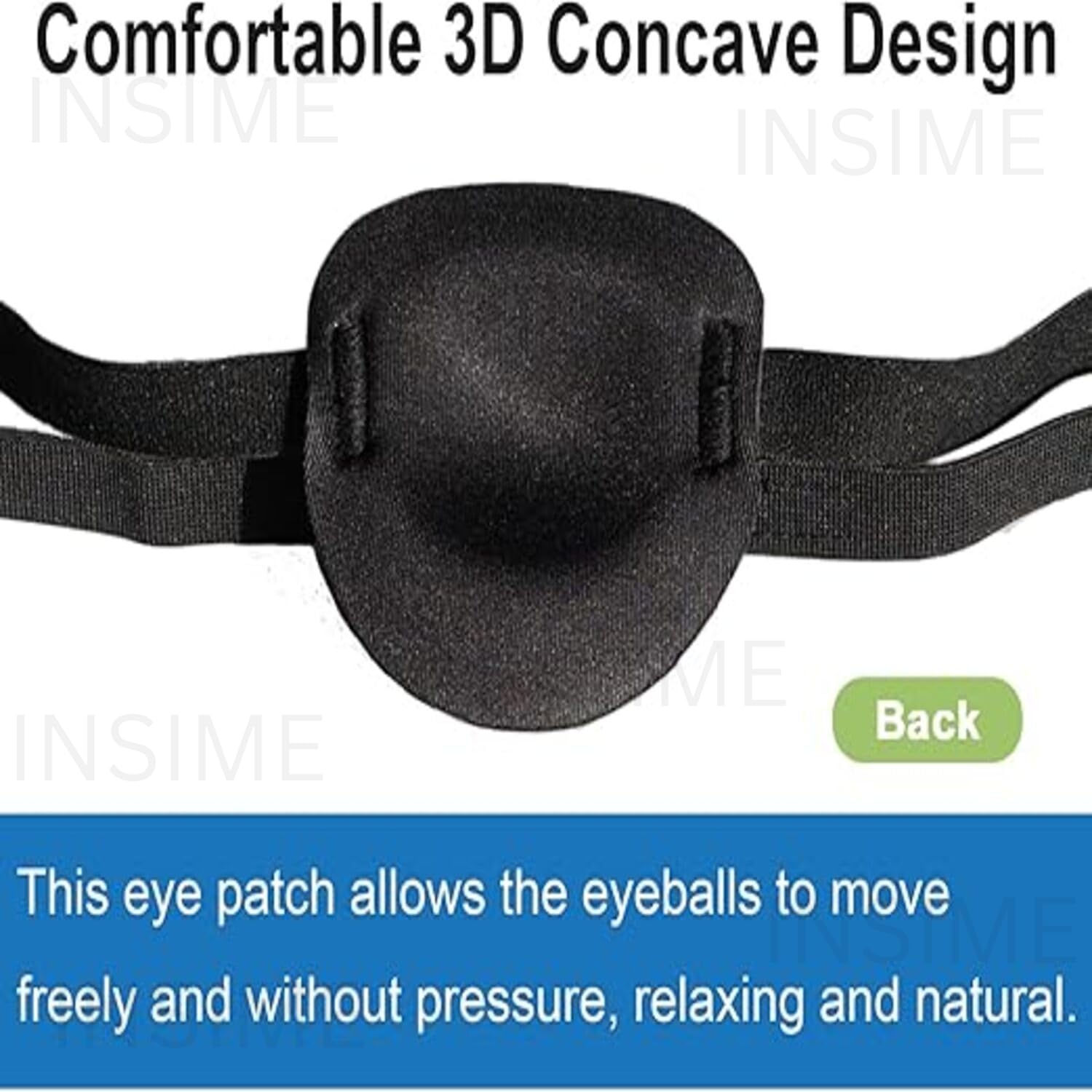 INSIME Adjustable Pirate Eye Patch for Kids - Soft 3D Groove Design for Left or Right Eyes - Lazy Eye Treatment & Amblyopia Therapy - Perfect for Halloween Costumes & Dress-Up Play (Pack of 2)