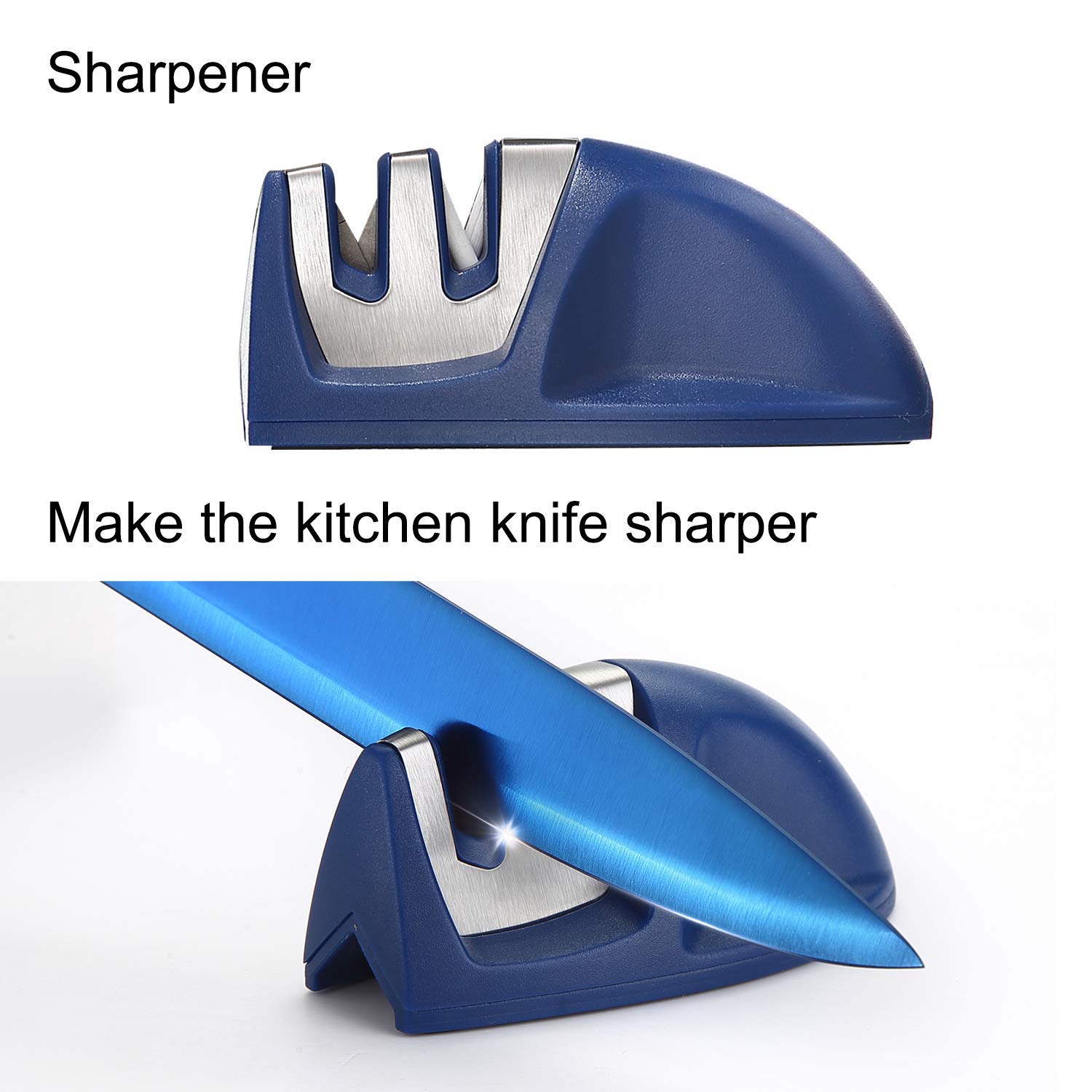 Wanbasion 16-Piece Blue Kitchen Knife Set with Acrylic Block - Stainless Steel Professional Chef Knives Including Sharpener | Perfect for Home Cooking, Restaurant Use & Gift Giving