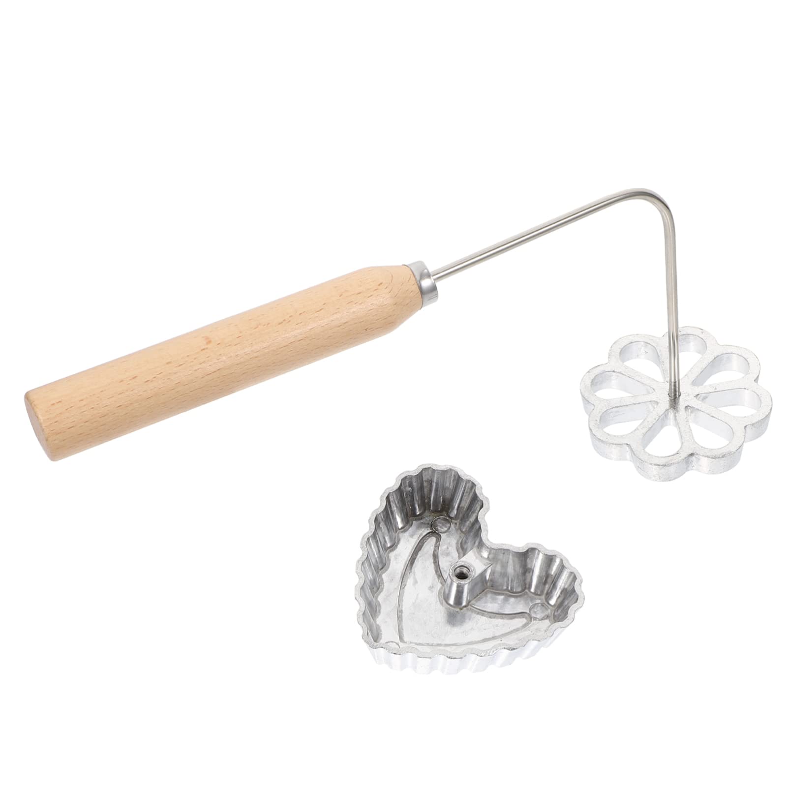 HEMOTON Non-Stick Pie Spoon Set - Floral Waffle Iron, Cookie Maker, Wooden Handle for Baking, Air Fryer, Desserts, Shrimp Cakes - Perfect for Home Cooking, Kitchen Supplies & DIY Treats