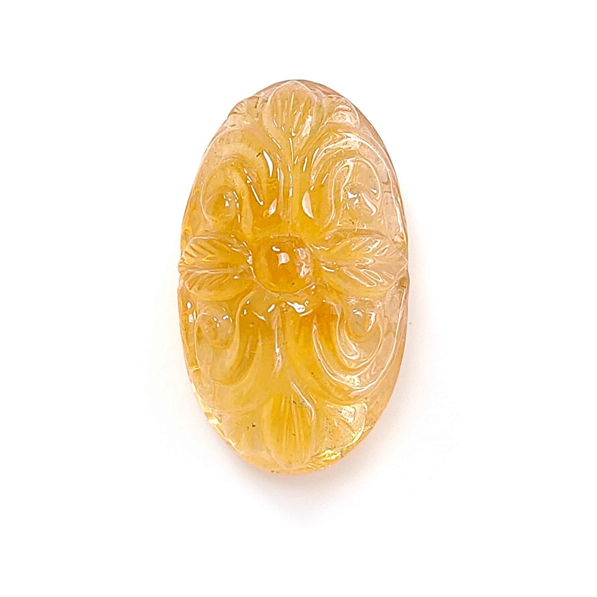 Natural Untreated Yellow Citrine Gemstone - Hand Carved Oval Shape 1pc for Jewelry Making | Healing Crystal, Birthstone Gift, Meditation Stone, Energy Stone Collection