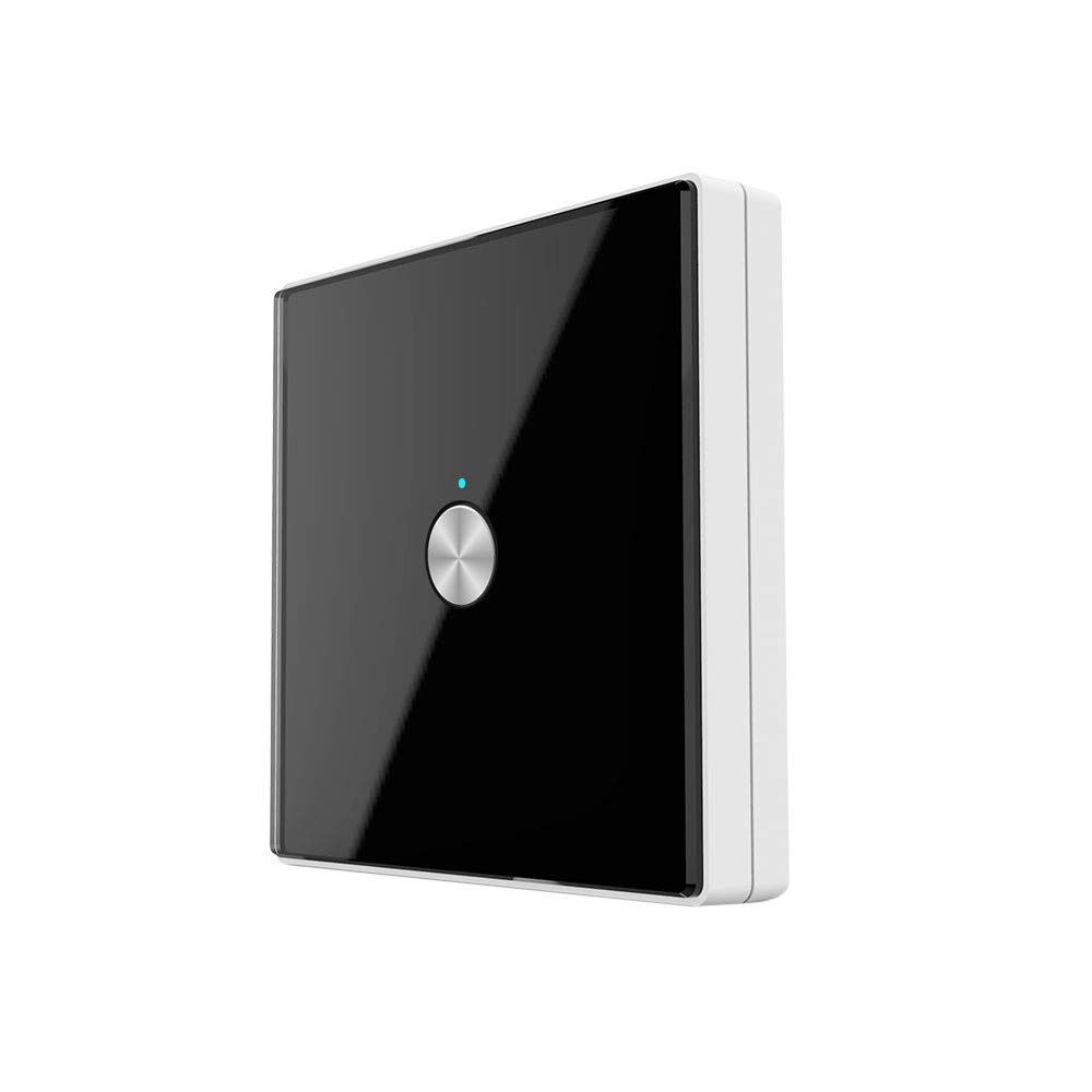 Smart WiFi Wall Switch - Wireless Remote Control for Home Automation, Capacitive Touch Glass Panel, Compatible with Smartphone App (Color: Black) | Perfect for Modern Smart Homes & Office Lighting Control