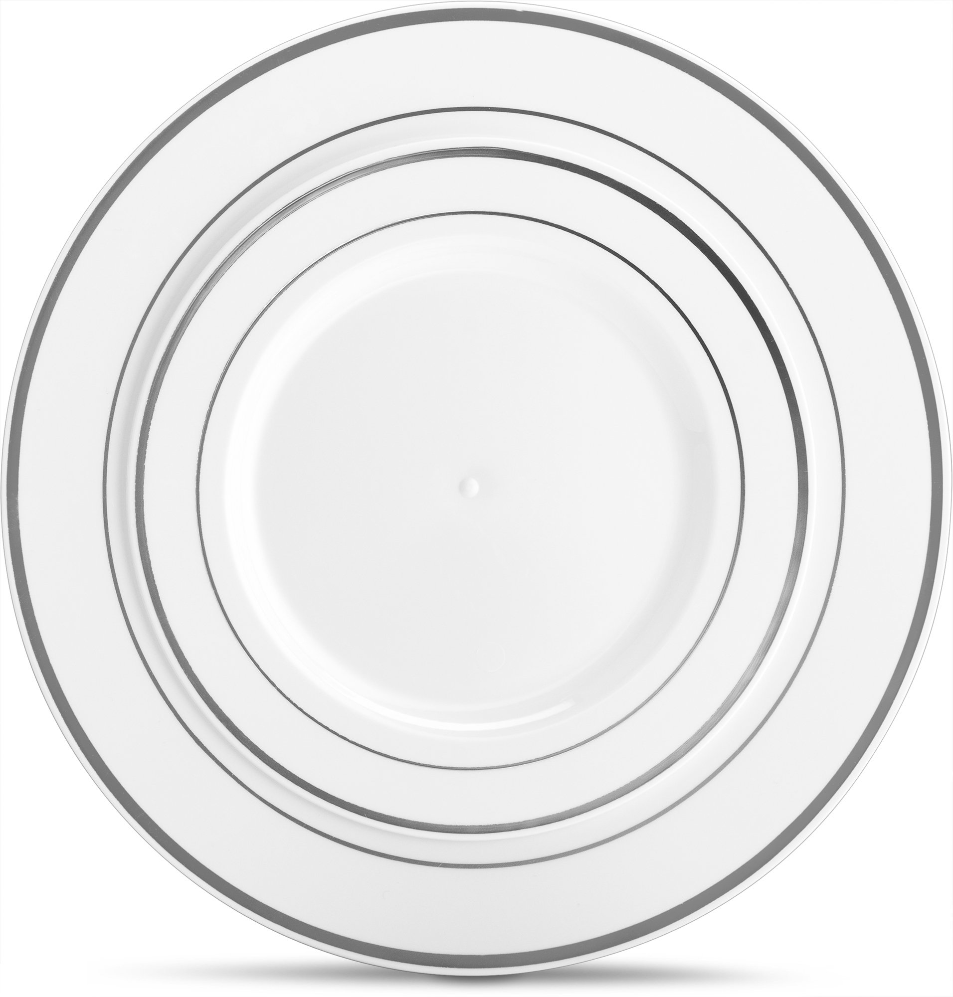 Laura Stein Designer 80-Piece Premium Plastic Dinnerware Set - White with Silver Rim (40x10.75
