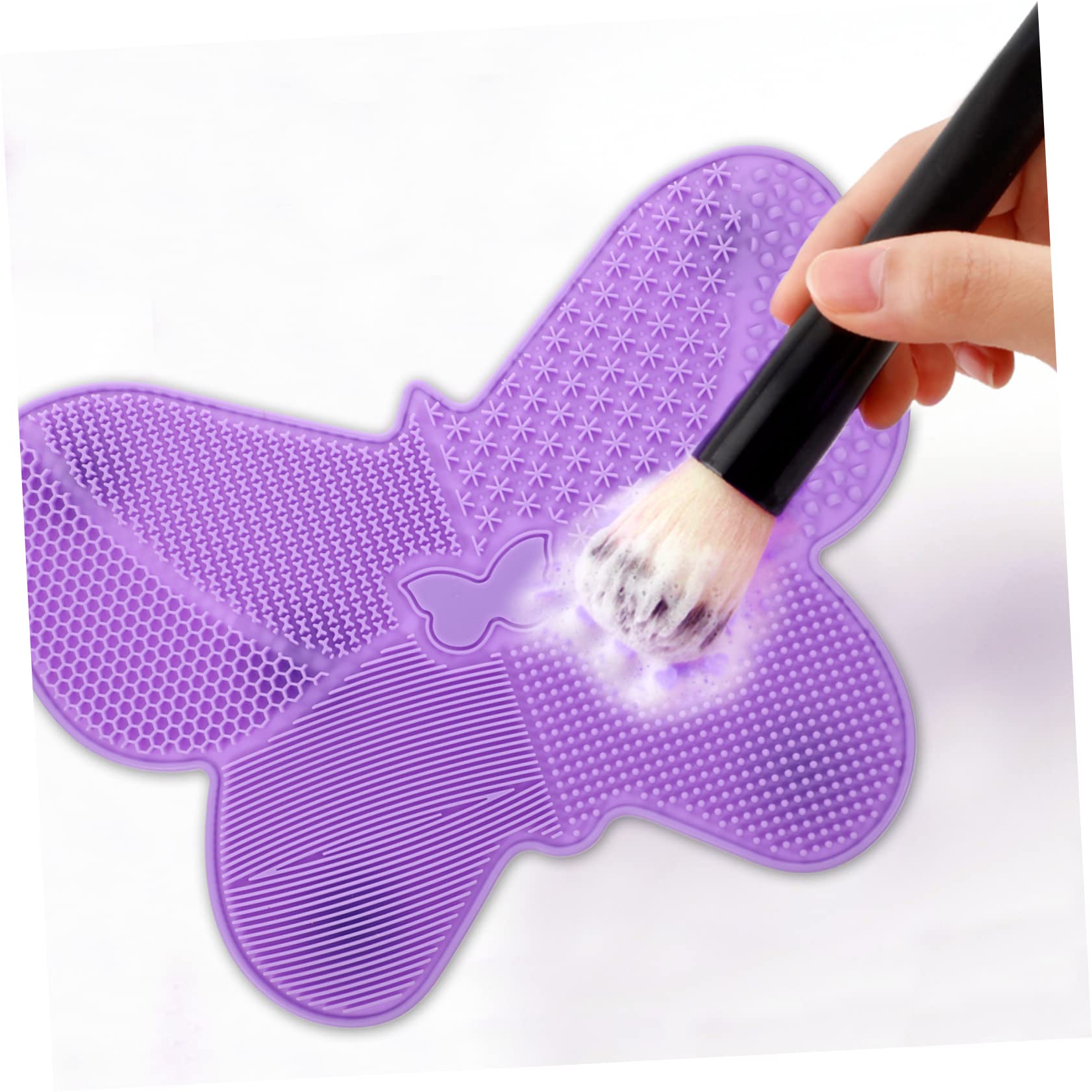 Beavorty 2 Pack Silicone Makeup Brush Cleaning Mat - Reusable Cosmetic Brush Cleaner Pad, Scrub Pad for Makeup Tools, Purple Silicone Beauty Accessories (Perfect for Home & Professional Makeup Brush Cleaning)