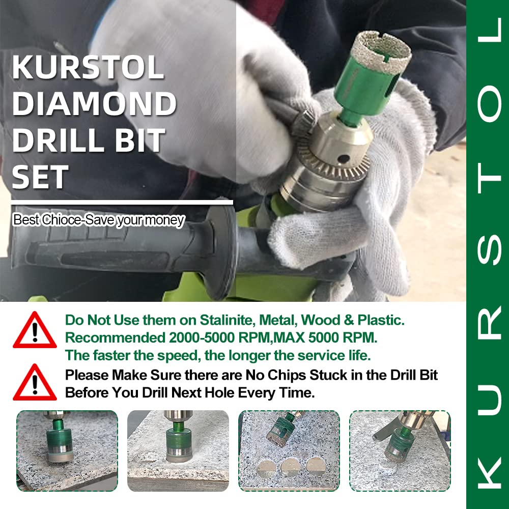 8pcs Diamond Drill Bit Set for Porcelain Tile, Ceramic, Marble, Granite - 6/6/6/20/25/28/35/38mm Dry Diamond Hole Saw with Triangle Shank - Perfect for Bathroom Renovation, Kitchen Backsplash & Stone Crafting Projects