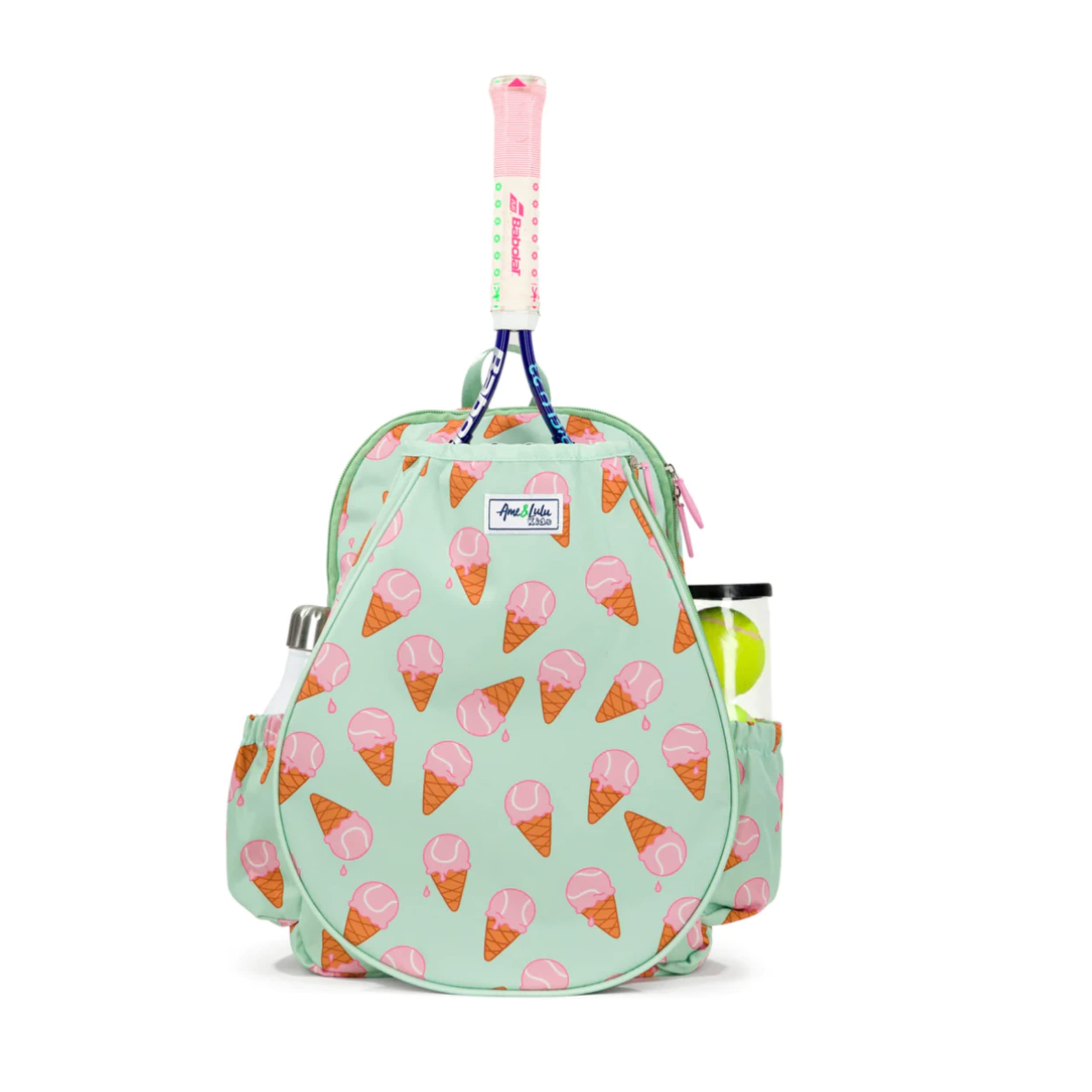 Ame & Lulu Little Love Tennis Backpack for Kids - Cute Pink Sports Bag for Girls, School Backpack with Insulated Lunch Box Pocket - Perfect for Tennis Practice, School, and Travel