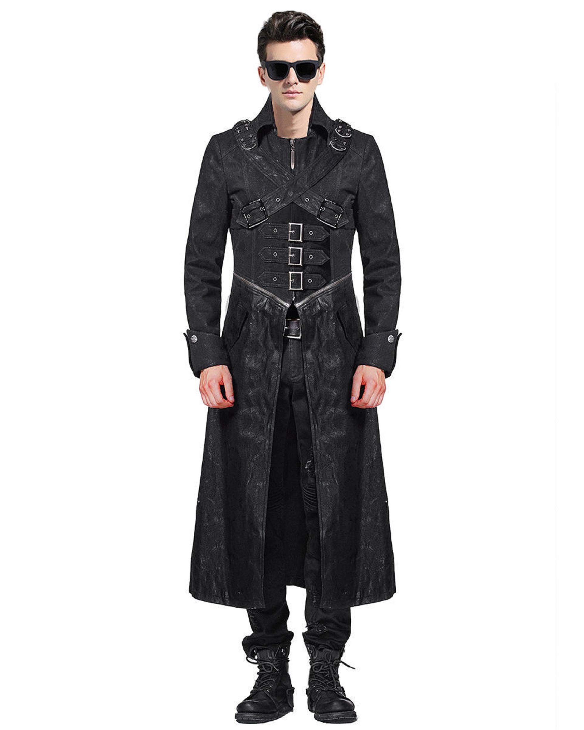 Premium Men's Genuine Leather Trench Coat - Winter Long Coat for Cold Weather - Perfect for Business, Travel & Formal Occasions