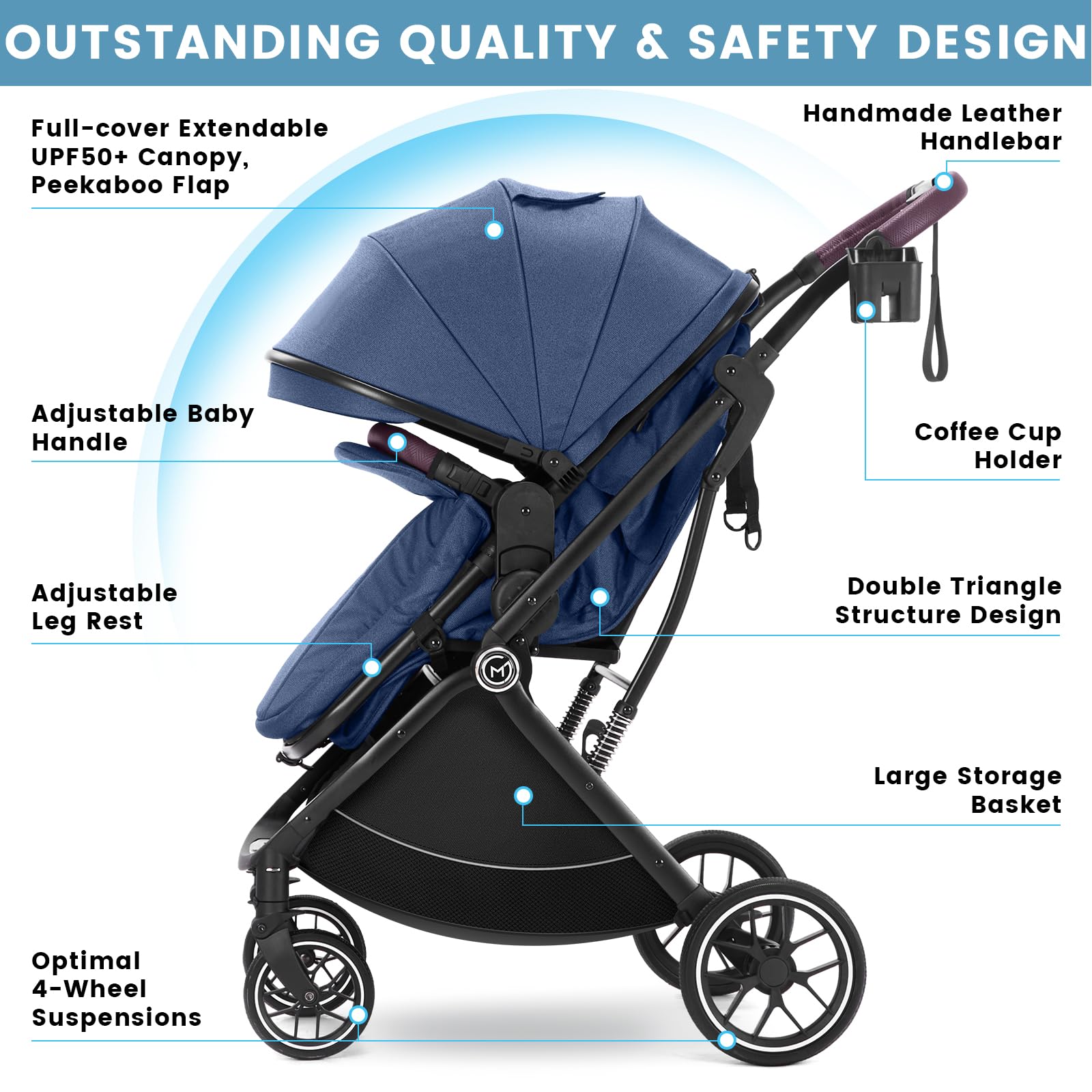 3-in-1 Convertible Baby Stroller with Bassinet - Lightweight Foldable Travel Stroller for Newborns to Toddlers | One-Hand Fold, Reversible Seat & Extra Storage | Perfect for Shopping, Travel & Daily Walks