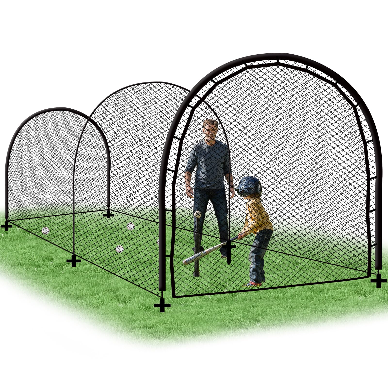 22' Portable Baseball & Softball Batting Cage with Detachable Door, Hitting Target & Carrying Bag - Backyard Batting Practice Net for Hitting & Pitching Training | Perfect for Home Use, Team Drills & Youth Baseball Practice