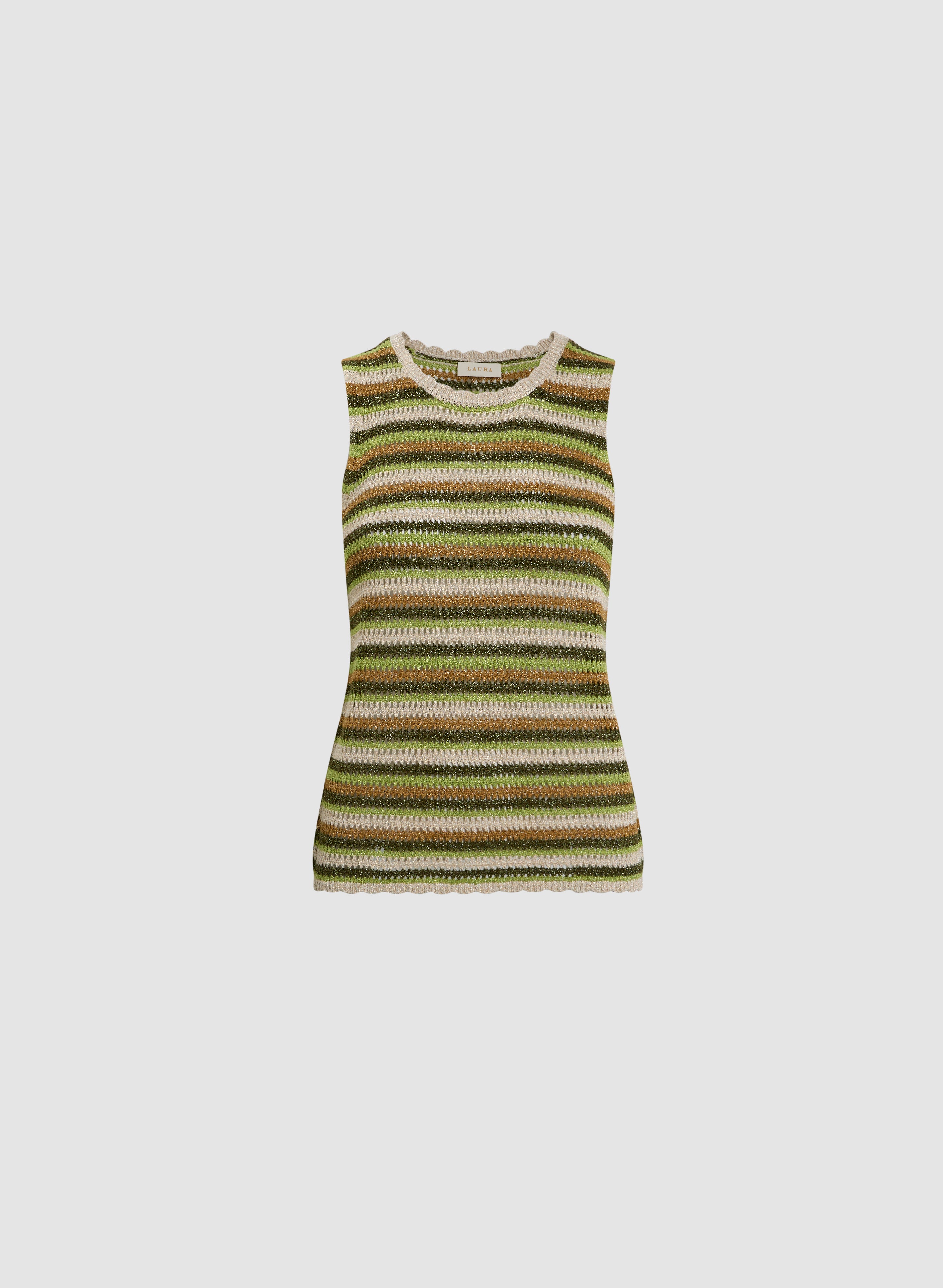 Crochet Striped Tank Top for Women - Summer Boho Beachwear & Casual Outfit - Perfect for Vacations, Music Festivals, and Everyday Wear