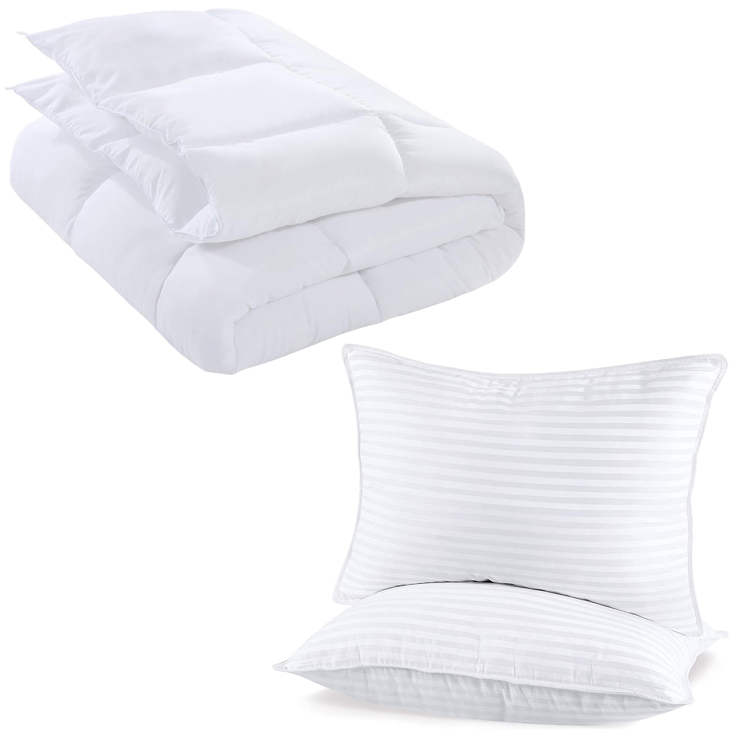 Utopia Bedding Queen Size Comforter Duvet Insert - All Season Down Alternative Filling with 2 Pack Queen Pillows - Soft & Breathable Bedding Set for Comfortable Sleep - Perfect for Master Bedroom, Guest Room & Hotel Use