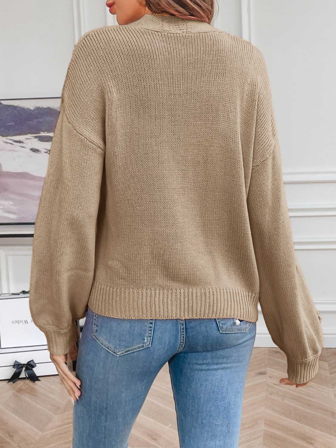 Floral Long Sleeve Open Front Cardigan for Women - Lightweight Knit Cover Up Sweater for Spring & Fall - Perfect for Office, Date Night or Casual Outfits