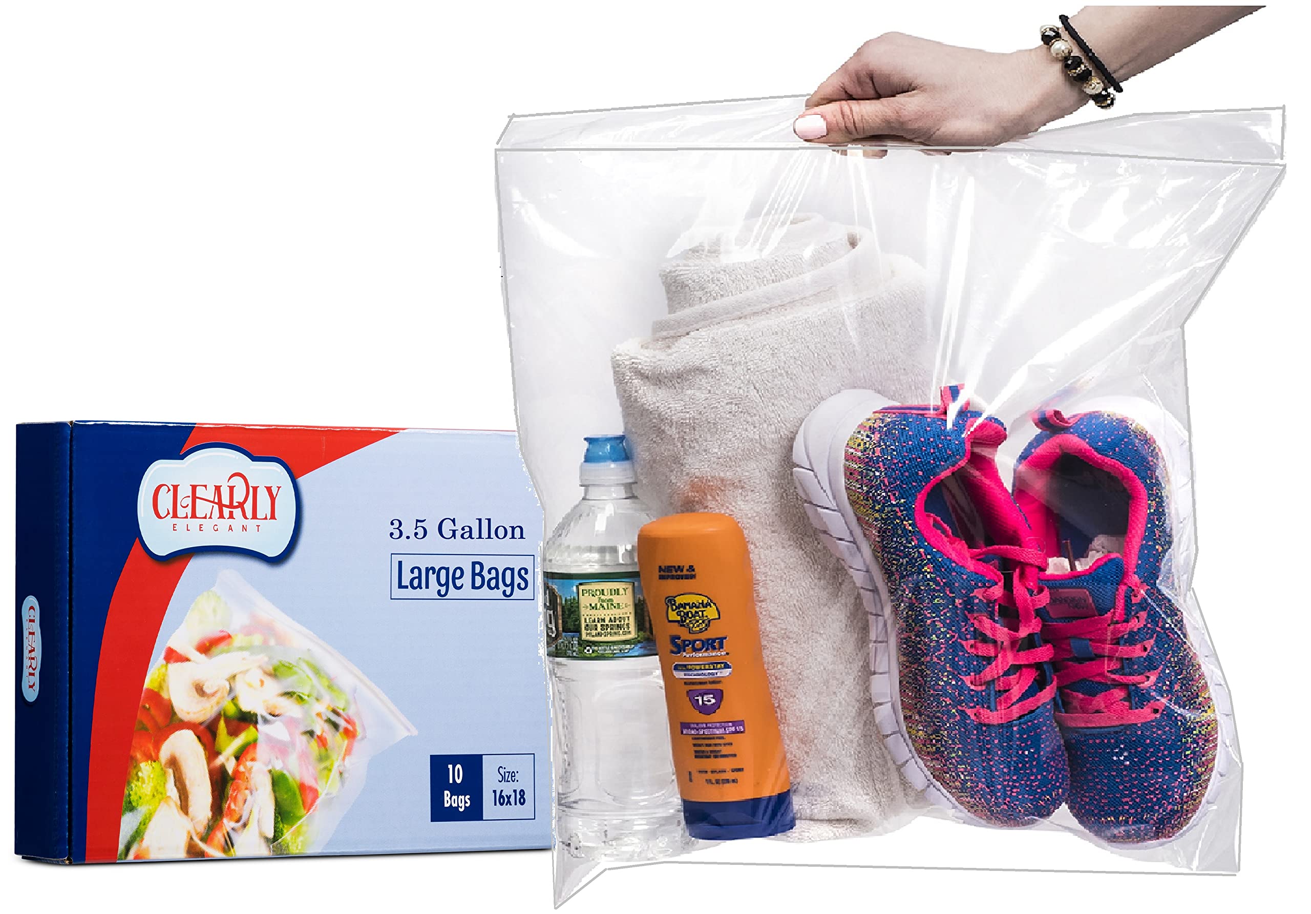 10 Pack 3.5 Gallon Large Clear Zipper Storage Bags - 16