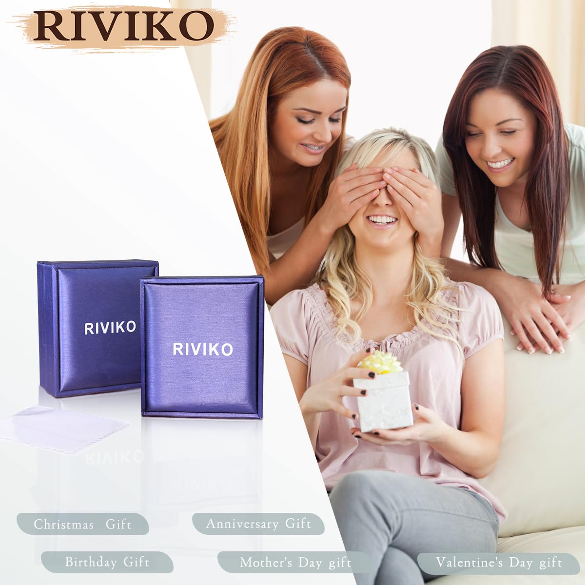 RIVIKO 925 Sterling Silver Gold Plated Birthstone Bracelet for Women - Adjustable Dainty Charm Link Bracelet, Anniversary Valentine's Christmas Birthday Gift for Her, Mom, Wife, Friend - Perfect for Everyday Wear, Special Occasions & Gift Giving