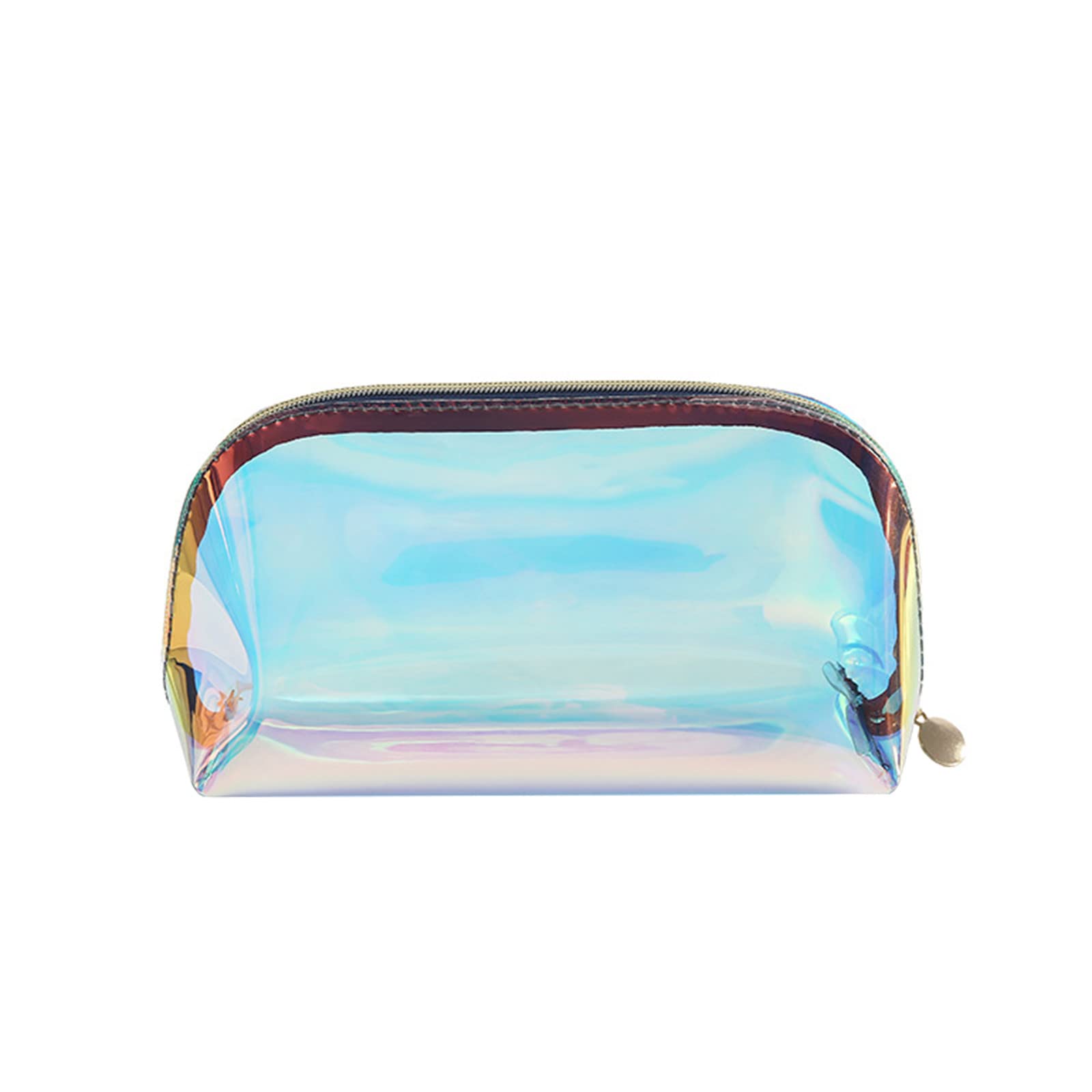 Waterproof TPU Transparent Cosmetic Bag - Colorful Semicircle Makeup Organizer for Lipstick, Travel & Washable Storage | Perfect for Travel, Gym & Daily Beauty Routine