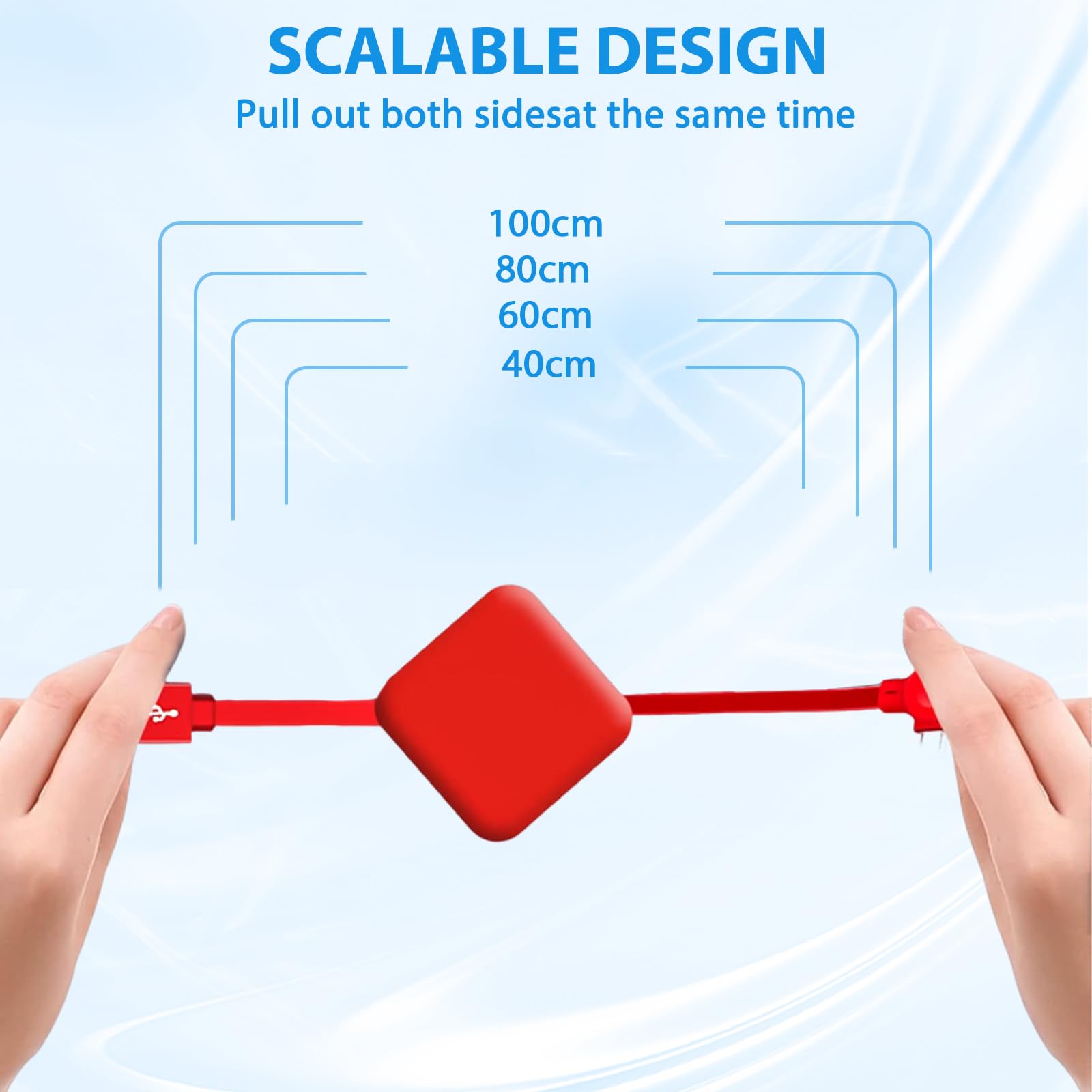 Nadiaen 3-in-1 Retractable Charging Cable - Fast Charging & Data Sync for iPhone, Samsung Galaxy, Huawei, PS, Tablets (Blue/Black/Red) | Perfect for Home, Office & Travel Accessories