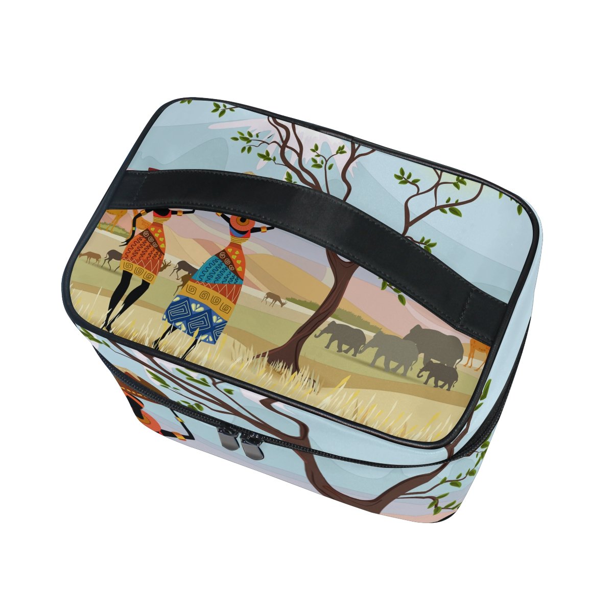 African Tribal Print Travel Makeup Bag - Waterproof Cosmetic & Toiletry Organizer Case for Women - Perfect for Vacation, Gym, Business Trips & Daily Essentials Storage