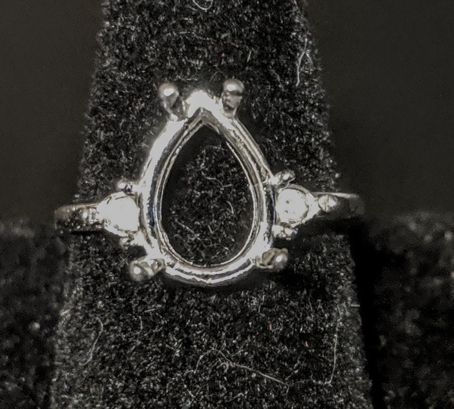 10x7mm & 16x12mm Pear-Shaped Sterling Silver or 14K Gold Ring Setting with Accents - Size 7 (163 491/143 491) - Perfect for Engagement Rings, Wedding Bands & Jewelry Making