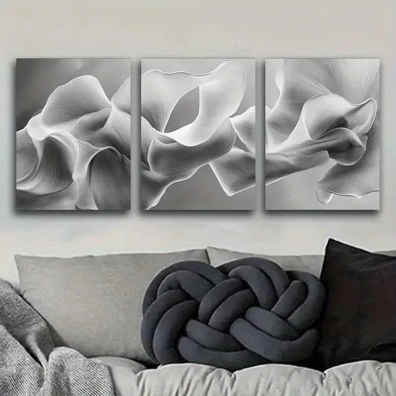 3-Piece Abstract Art Deco Metal Wall Art Set - Modern Classic Framed Prints Ready to Hang - Perfect for Living Room, Bedroom & Office Decor