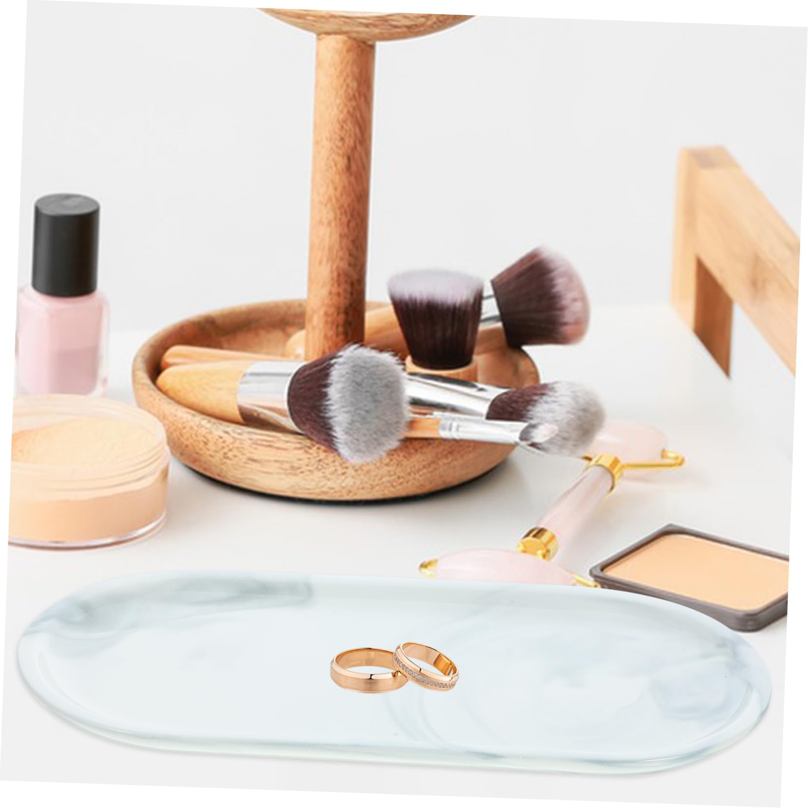 Cabilock Ceramic Jewelry Tray for Bathroom - Elegant Storage Plate for Rings, Watches & Accessories | Perfect for Vanity, Countertop & Bathroom Organization