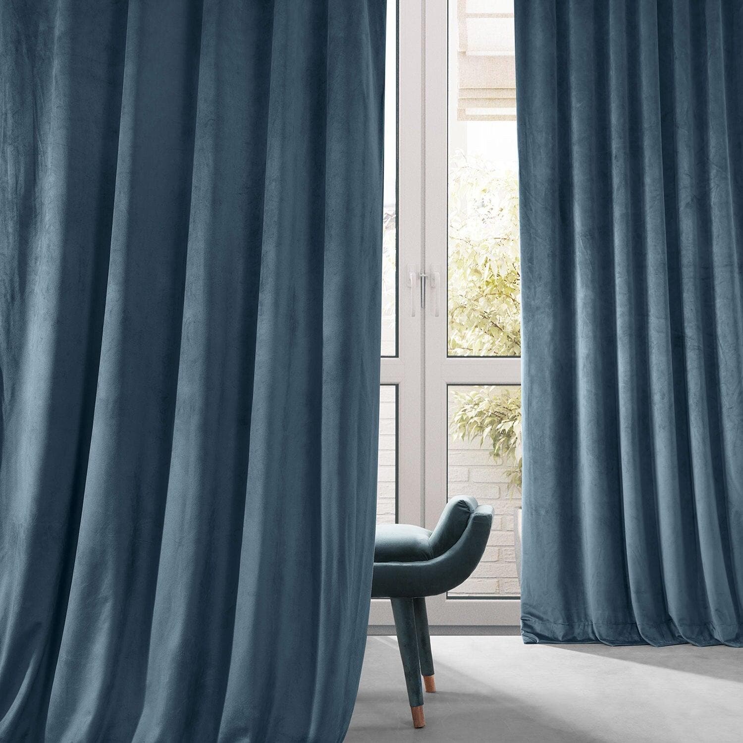 Luxury Oxford Blue Signature Plush Velvet Blackout Curtains for Bedroom & Living Room - Noise Reducing Thermal Insulated Drapes for Hotels, Home Theater and Nursery