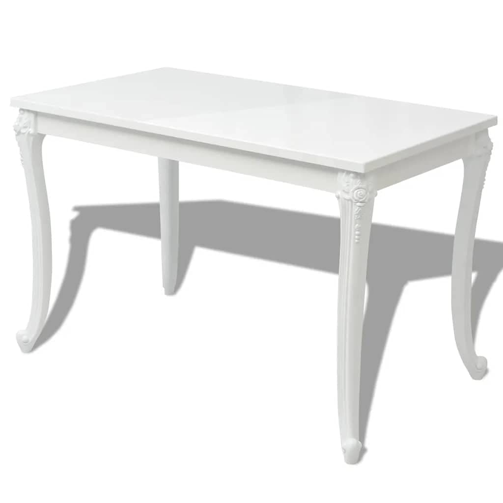 Modern White High Gloss Dining Table Set 45.7x26x30 Inch with Chairs - Space Saving Kitchen Table, Breakfast Nook & Small Apartment Furniture - Fast Shipping for Home, Restaurant & Office Use