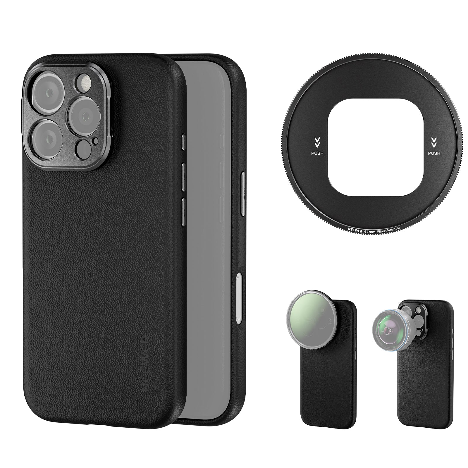 NEEWER PA083/PA084 Black Protective Case for iPhone 16 Pro/Pro Max - Shockproof & Scratch-Resistant Cover for Everyday Use, Travel & Outdoor Activities