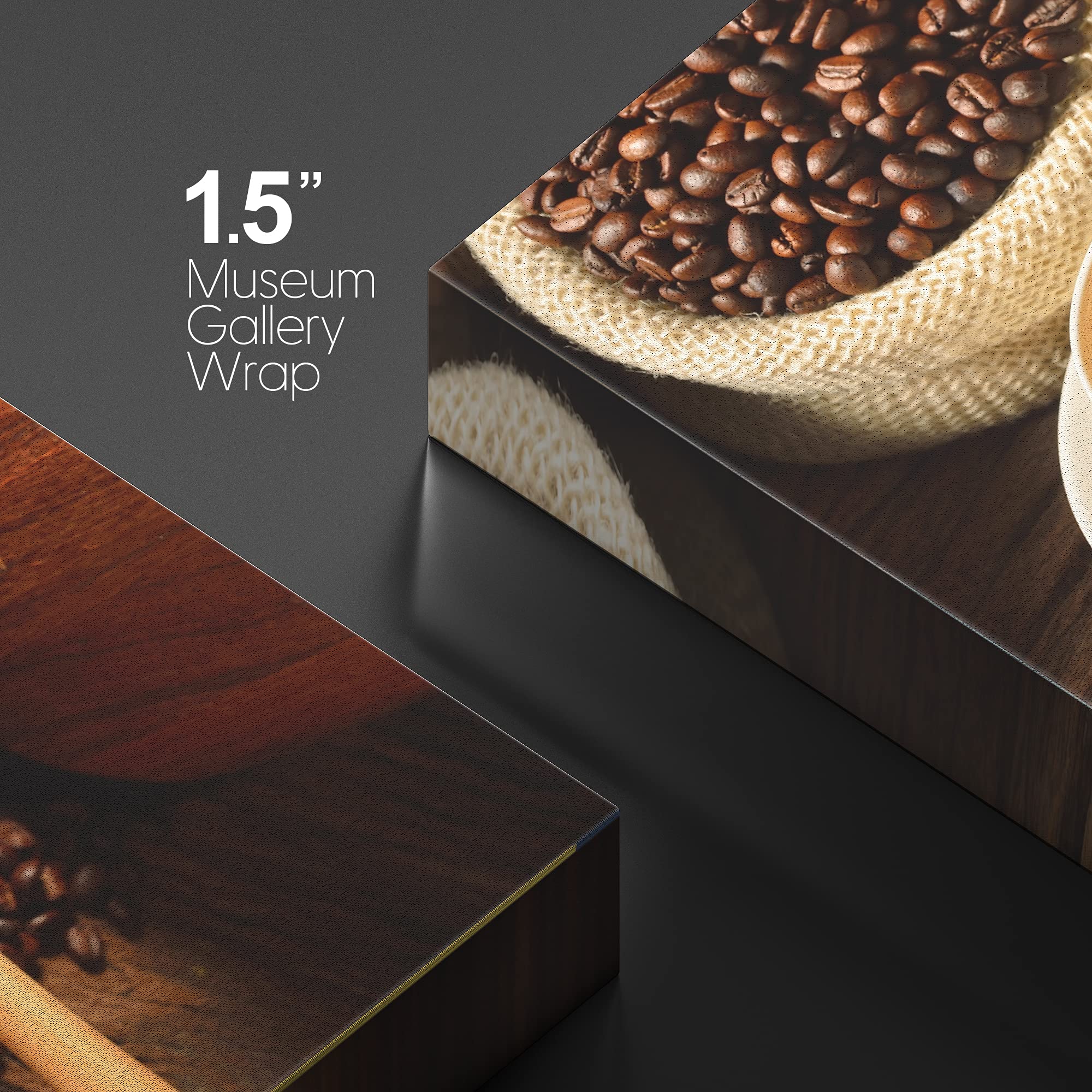 Modern Coffee Wall Art - Stretched Canvas Print of Cafe Latte & Coffee Beans | 12