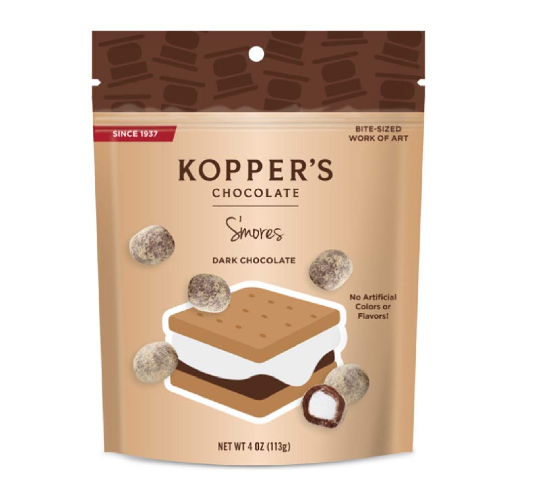 Kopper's Dark Chocolate S'mores - Gourmet Chocolate Covered Marshmallows with Graham Cracker Crumbs - 4oz Gift Bag - Perfect for Camping, Gifts & Dessert Parties