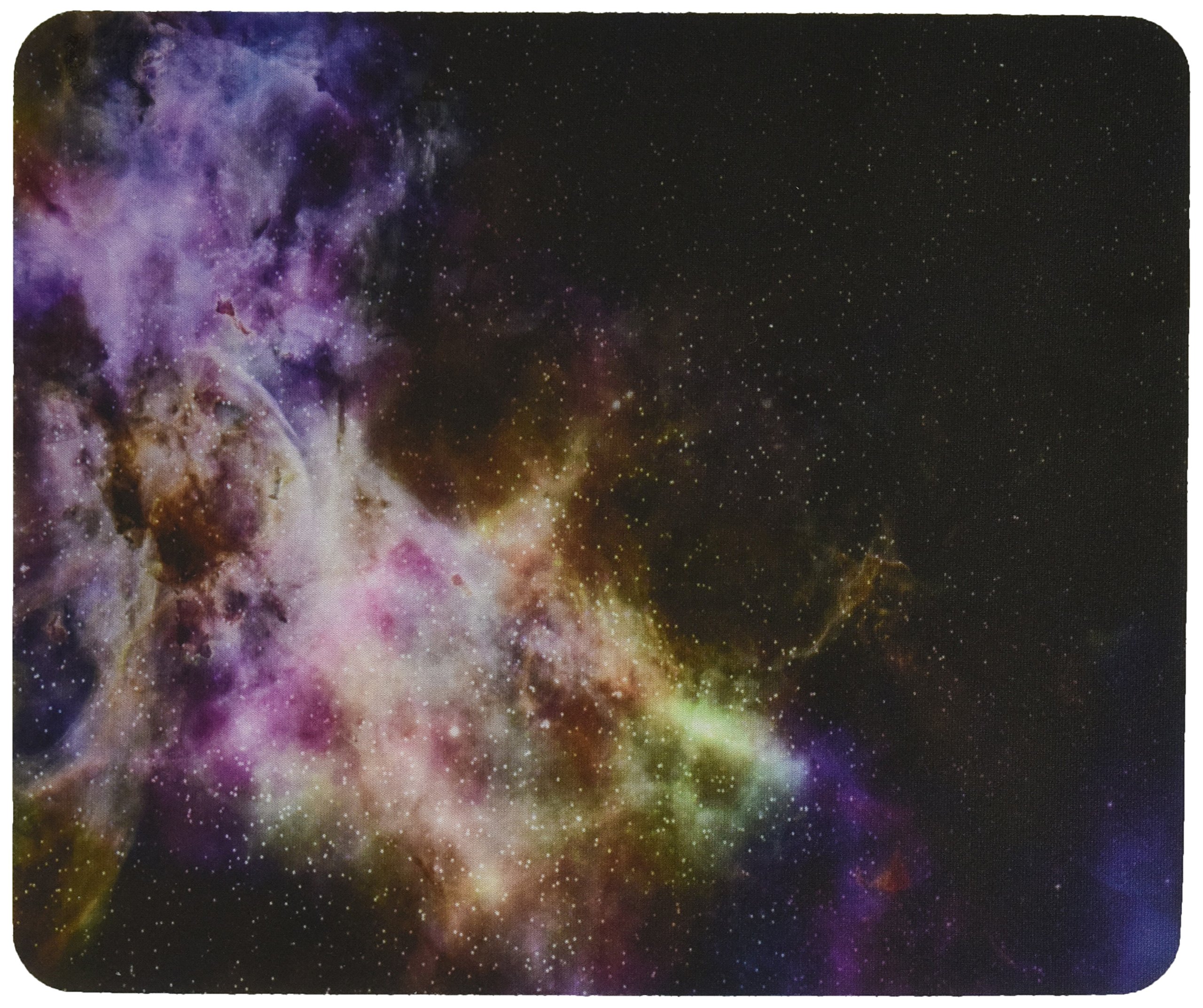 Galaxy Nebula Cloud Gas Sky Starfield Gaming Mouse Pad - Green & Purple Cosmic Design, Non-Slip Rubber Base (MPSQ-RK-45092) - Perfect for PC Gaming, Office Work & Home Computer Setup