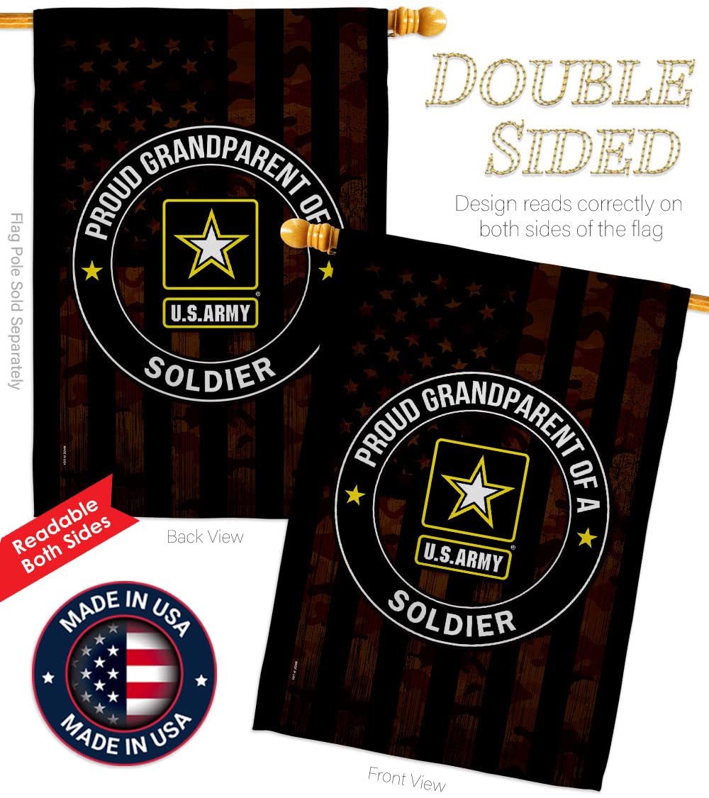 Proud US Military Grandparent Army House Flag Set - Double-Sided Armed Forces Rangers Banner for Veterans & Retirees | Made in USA | Perfect for Garden, Yard & Patriotic Home Decor