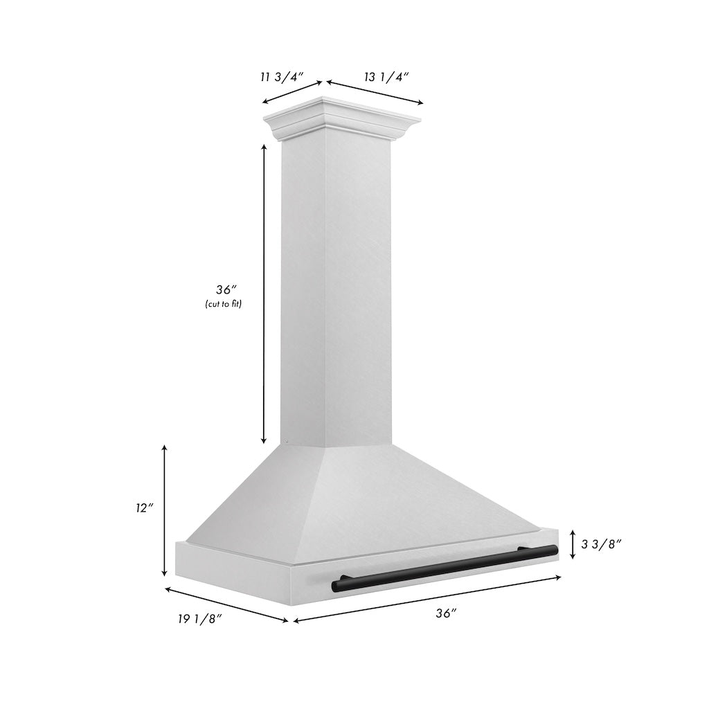 ZLINE KB4SNZ 30 MB 30-Inch Convertible Wall Mount Range Hood - Satin Stainless Steel with Matte Black Handle | Autograph Edition | Perfect for Modern Kitchens & Open-Concept Homes