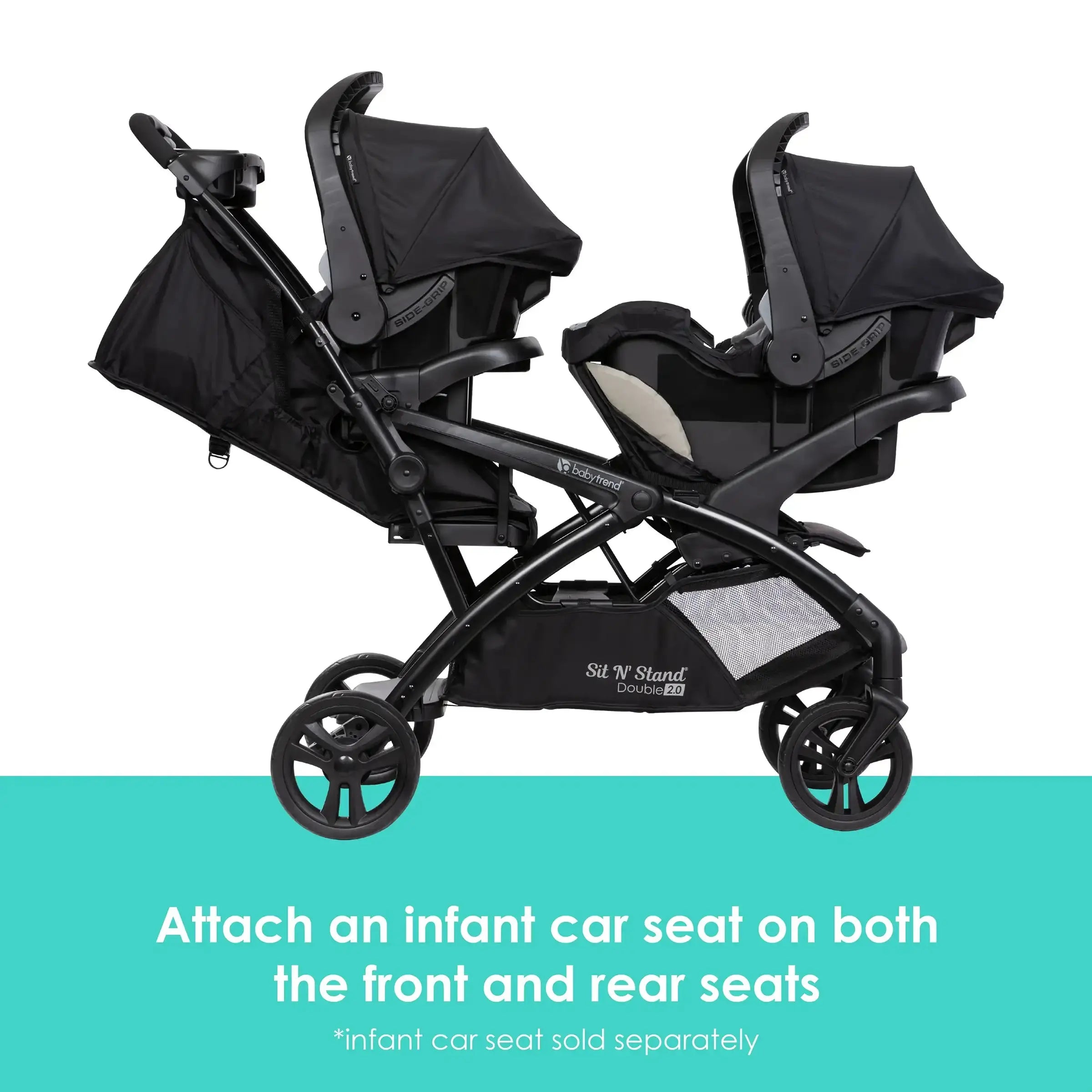 Sit N' Stand® Double 2.0 Stroller - Lightweight Tandem Baby Stroller with Adjustable Seat, Desert Tan (Walmart Exclusive) - Perfect for Twins, Siblings & Everyday Use at Parks, Malls & Travel
