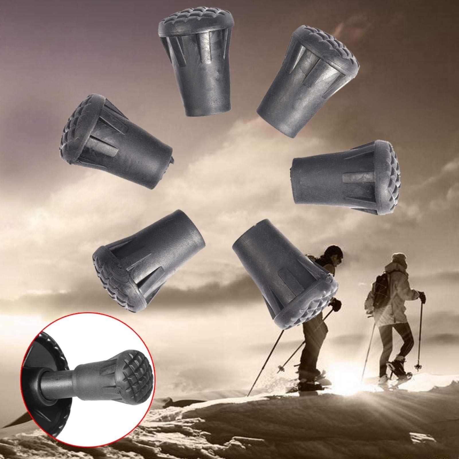 Premium Rubber Walking Cane Tips & Hiking Pole Replacement Accessories - Non-Slip Cane Tips for Outdoor Trekking, Hiking, Elderly Support & Mobility Aid - Durable Walking Stick End Covers for Safety & Stability