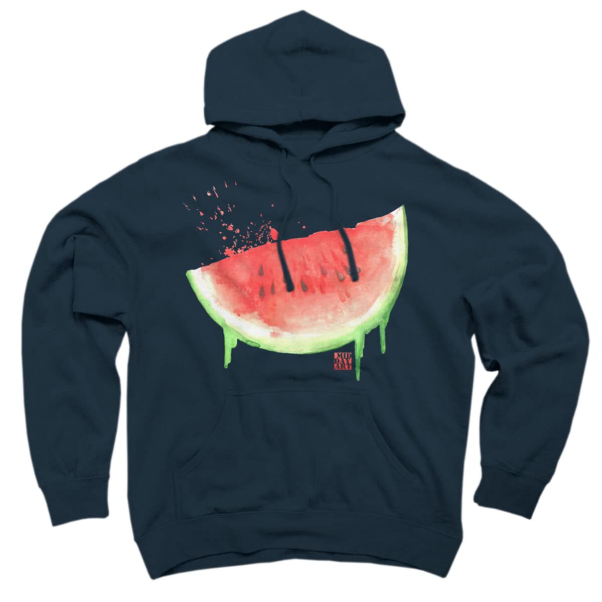Design By Humans Unisex Watercolor Watermelon Pullover Hoodie by MiddayArt | Soft Cotton Casual Sweatshirt for Men & Women | Perfect for Summer Outings, Beach Trips and Streetwear Fashion