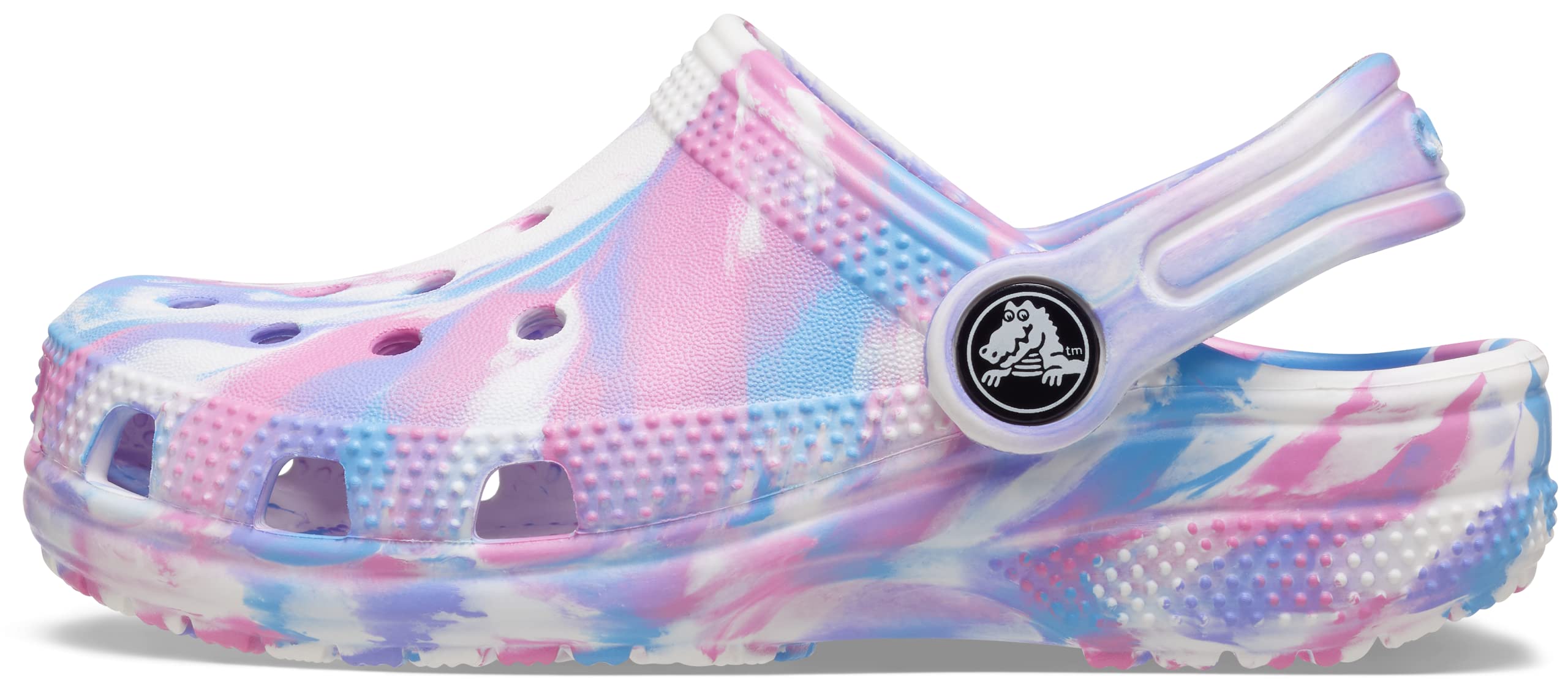 Crocs Women's & Kids' Classic Marbled Tie-Dye Clogs | Comfortable Slip-On Water Shoes for Beach, Pool, and Casual Wear