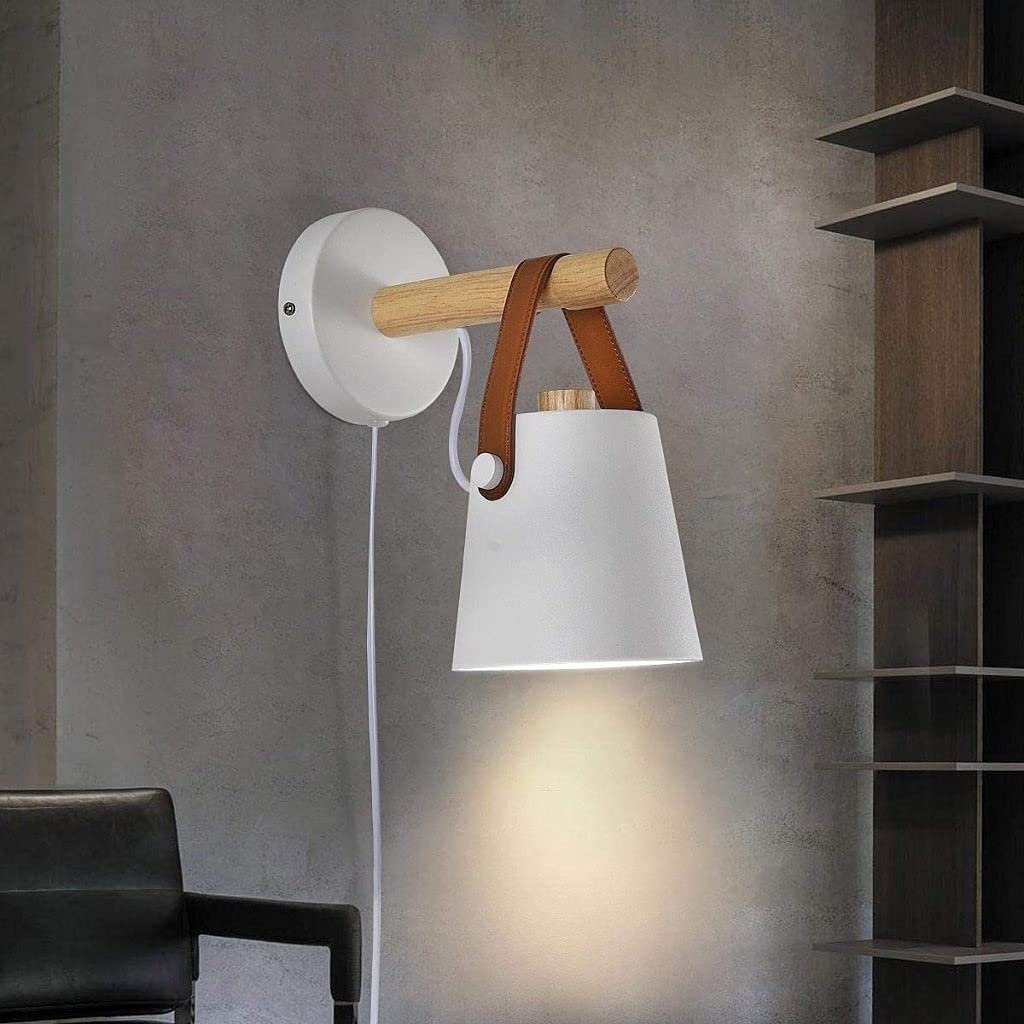 Modern Nordic Wall Lamp with Switch Plug - 2 Pack Bedside Lighting for Bedroom, Living Room - Simple & Creative Plug-in Sconce for Home Decor, Reading, and Ambient Lighting