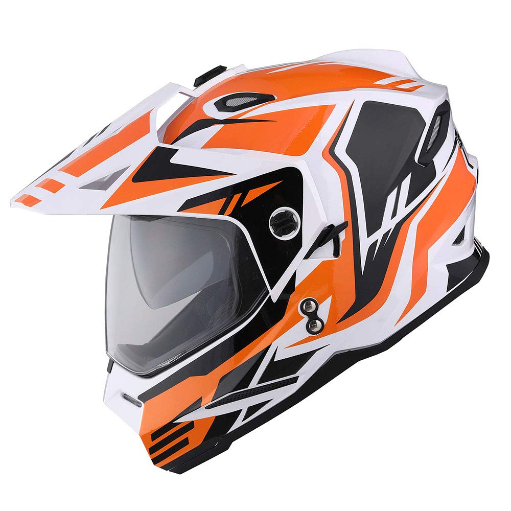 1Storm HF802 Dual Sport Motorcycle Helmet - Full Face Off-Road Motocross Helmet with Dual Visor for Men & Women - Ideal for Dirt Biking, Trail Riding & Adventure Touring