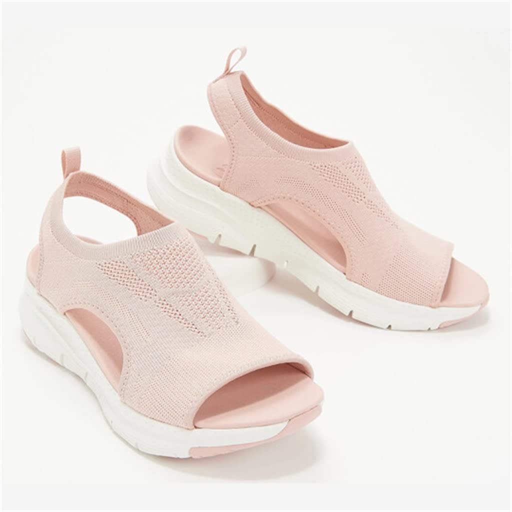 **Plus Size Women's Summer Casual Sport Sandals - Comfortable Beach Wedge & Platform Sandals for Wide Feet (Pink, Size 35) | Perfect for Walking, Travel & Outdoor Activities**
