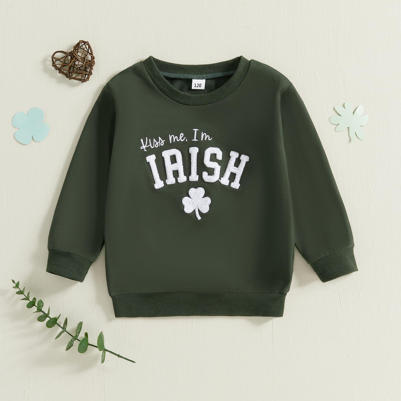 St. Patrick's Day Baby Outfit - Green Crewneck Sweatshirt & Long Sleeve Shirt for Boys & Girls | Spring Holiday Clothes | Perfect for Family Photos & Irish Celebrations
