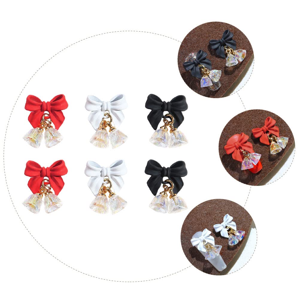 EXCLUZO 6Pcs 3D Nail Art Charms - Nail Decorations & Accessories for DIY Manicure, Nail Salon, Party & Wedding Nail Art Designs