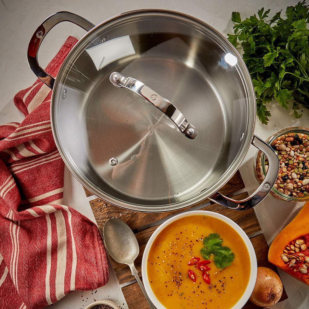 Swiss Diamond 3-in-1 Stainless Steel Cookware Set – 7.6 Quart Stock Pot, Cooking Pot & Pasta Pot with Strainer, Vegetable Steamer Basket & Lid – Oven Safe, Dishwasher Safe with Stay-Cool Handles – Perfect for Soups, Stews & Pasta Cooking