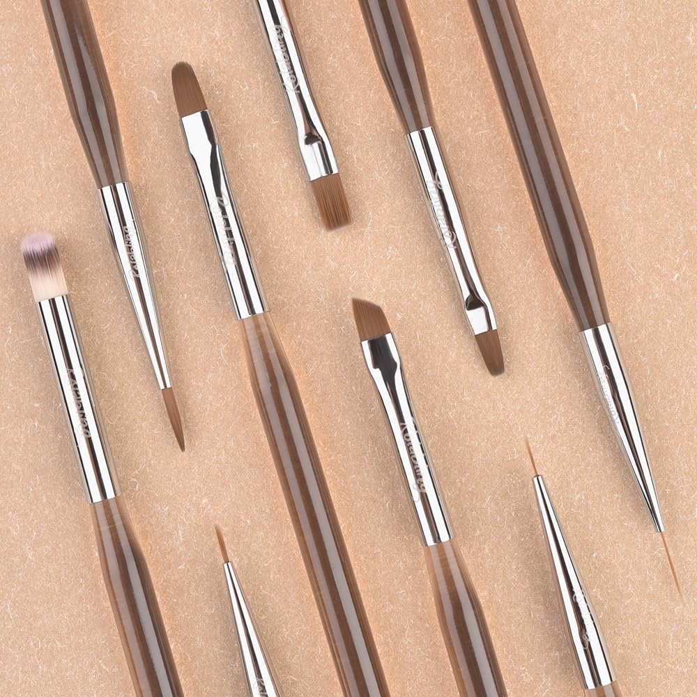 9pcs Professional Nail Art Brush Set - Dotting Tools, Gel & Polish Brushes for 3D Nail Art Designs - Perfect for Manicure, Salon & Home Nail Art DIY Projects