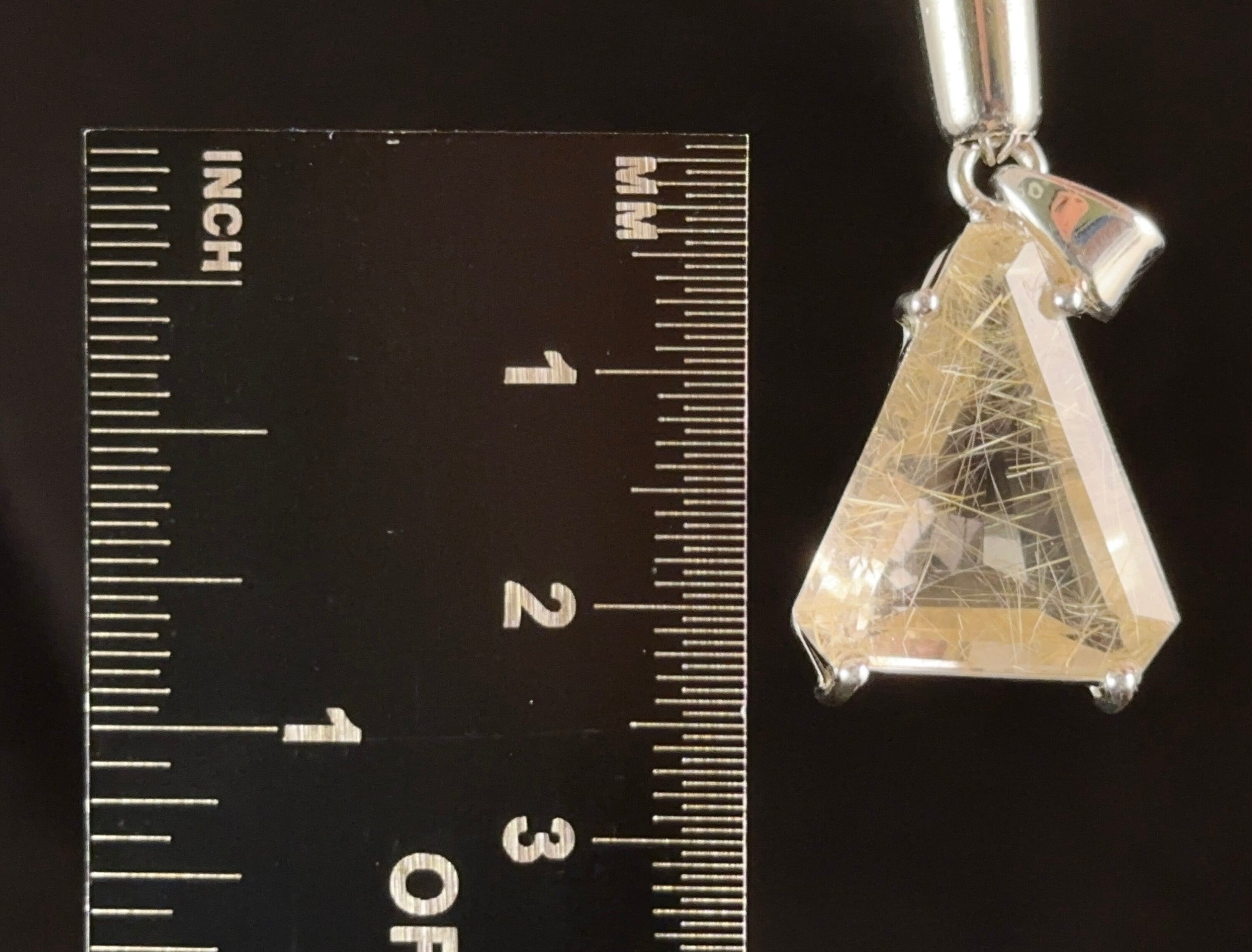 Golden Rutilated Quartz Crystal Pendant in Sterling Silver - Natural Cabochon Fine Jewelry for Men | Healing Stones & Spiritual Gifts | Perfect for Meditation, Energy Work & Special Occasions