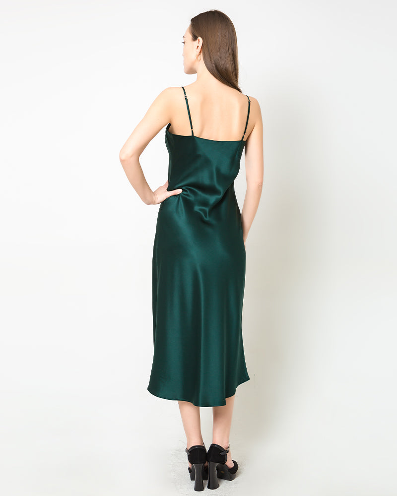 Elegant Silk Dress with Light Cowl Neckline - Women's Formal & Evening Gown for Parties, Weddings & Special Occasions