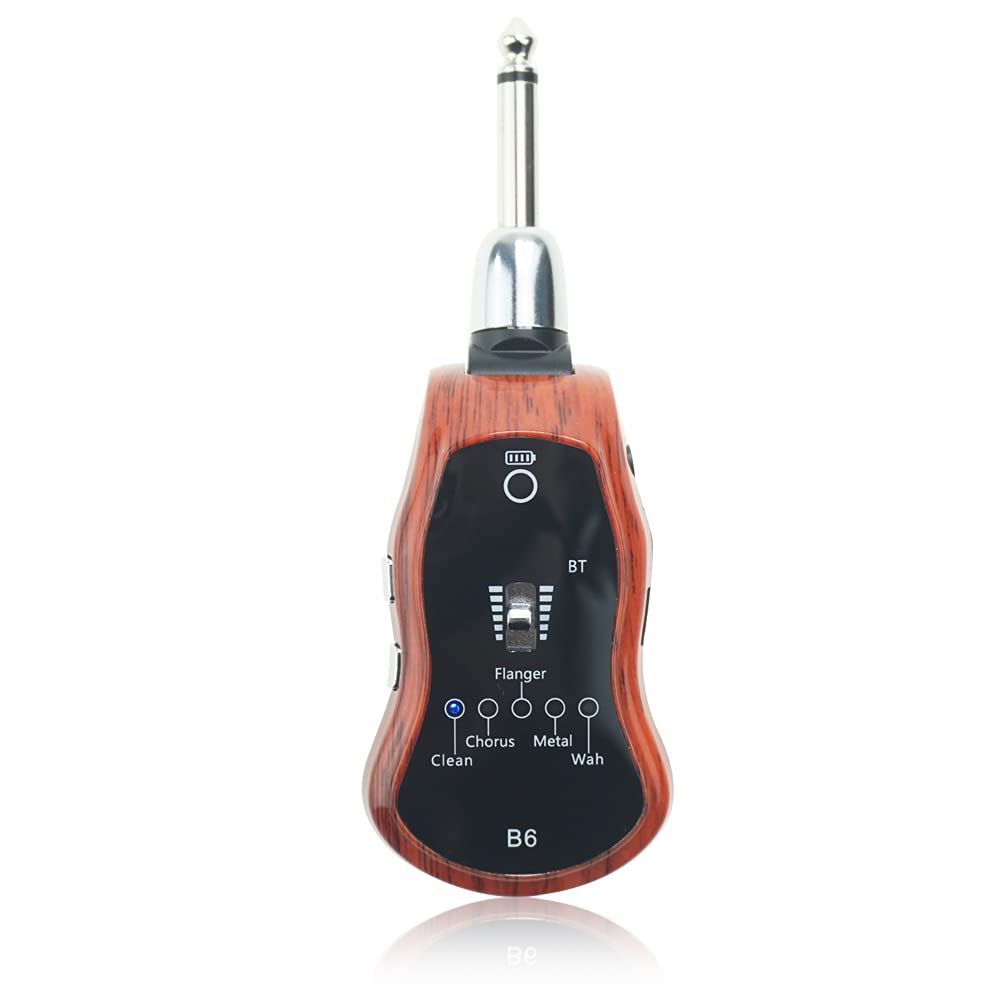 OW Portable Rechargeable Guitar Headphone Amp with Bluetooth - Pocket Guitar Amplifier for Electric Guitar, 5 Effects (Clean/Chorus/Flanger/Metal/Wah) - Perfect for Silent Practice, Home Studio & Travel