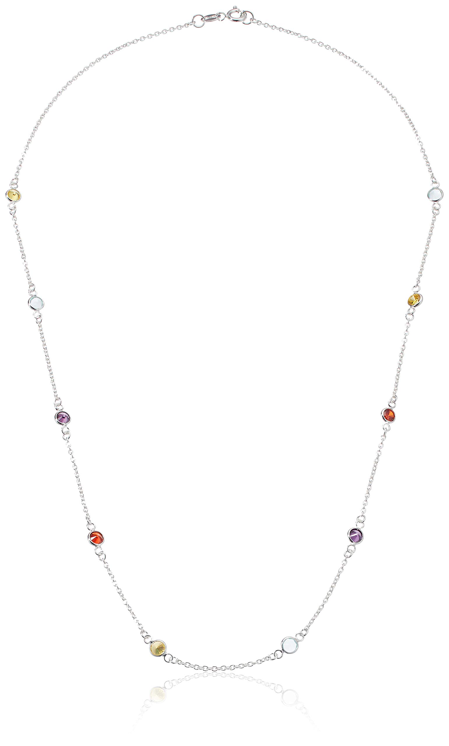 Amazon Essentials Sterling Silver AAA Cubic Zirconia Station Necklace for Women - Elegant Layering Necklace for Everyday Wear, Gift Giving & Special Occasions