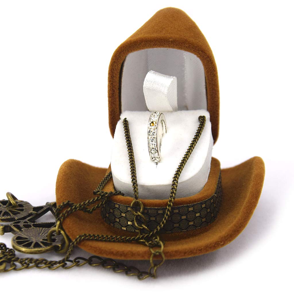 Cowboy Hat Shaped Ring Box - Creative Ring Display Holder for Jewelry Photography & Gift Packaging - Perfect for Western Themed Weddings, Parties, and Cowboy Style Accessories